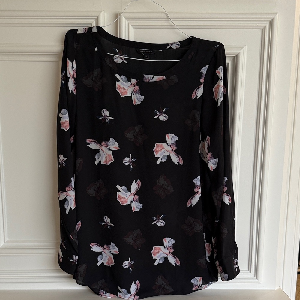 Banana Republic Black Floral Blouse